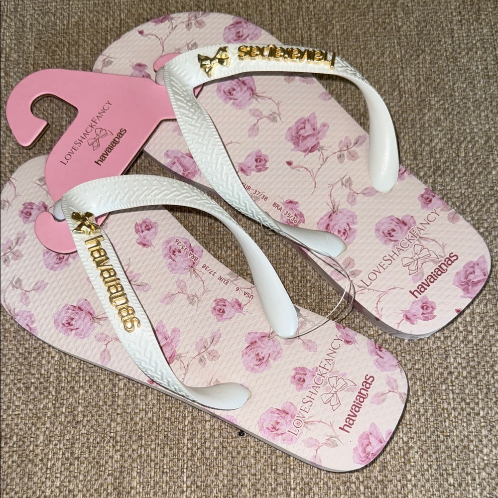LoveShackFancy Pink Floral Sandals